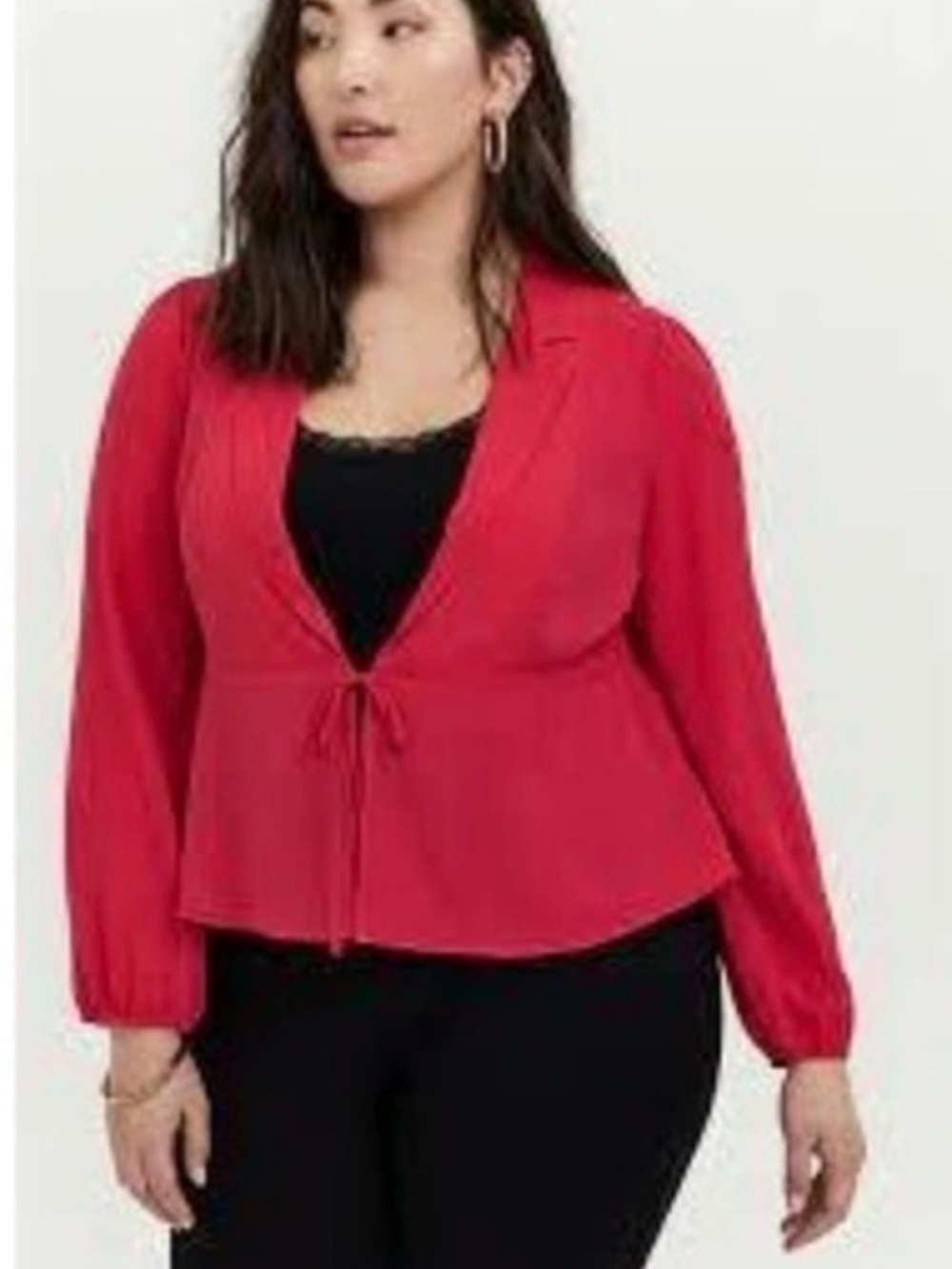 Torrid Bright Coral Textured Sheer Top – Size 0